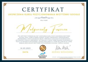 certyfikat Małgorzata Faszcza